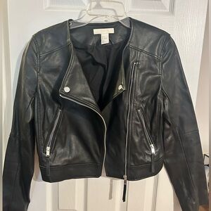 H&M size 6 black faux leather jacket